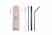 Load image into Gallery viewer, Stainless Steel Reusable Straw Set (Black)