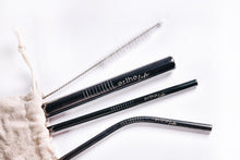 Load image into Gallery viewer, Stainless Steel Reusable Straw Set (Black)