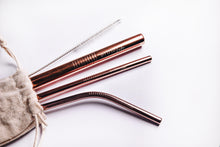 Load image into Gallery viewer, Stainless Steel Reusable Straw Set (Rose Gold)