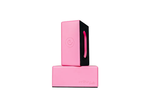 Erthe Life Handstand Handbalancing Blocks in pink matching with out Fresh Pink Handstand Handbalancing Mat. Perfect Travel Size Handstand blocks with all natural light weight Bamboo material