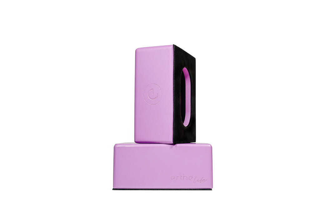 Handstand Handbalancing Blocks in purple matching with out Bright Purple Handstand Handbalancing Mat. Perfect Travel Size Handstand blocks with all natural light weight Bamboo material